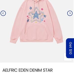Aelfric Eden Pink Hoodie with Denim Star Design